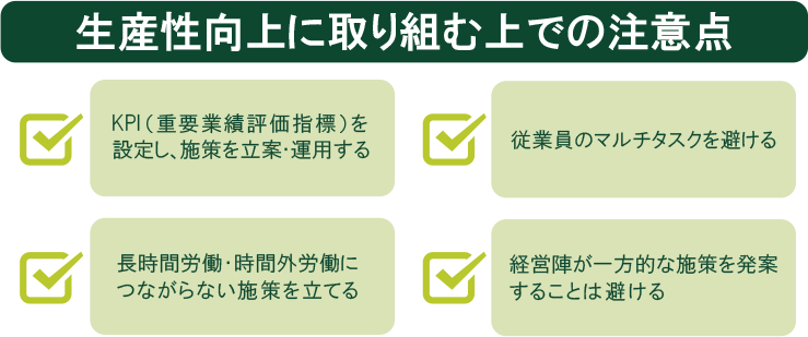 生産性向上に取り組む上での注意点