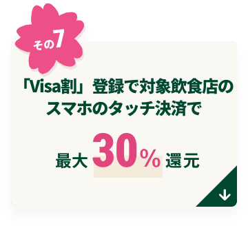 �uVisa���v�o�^�őΏۈ��H�X�̃X�}�z�̃^�b�`���ςōő�30%�Ҍ�