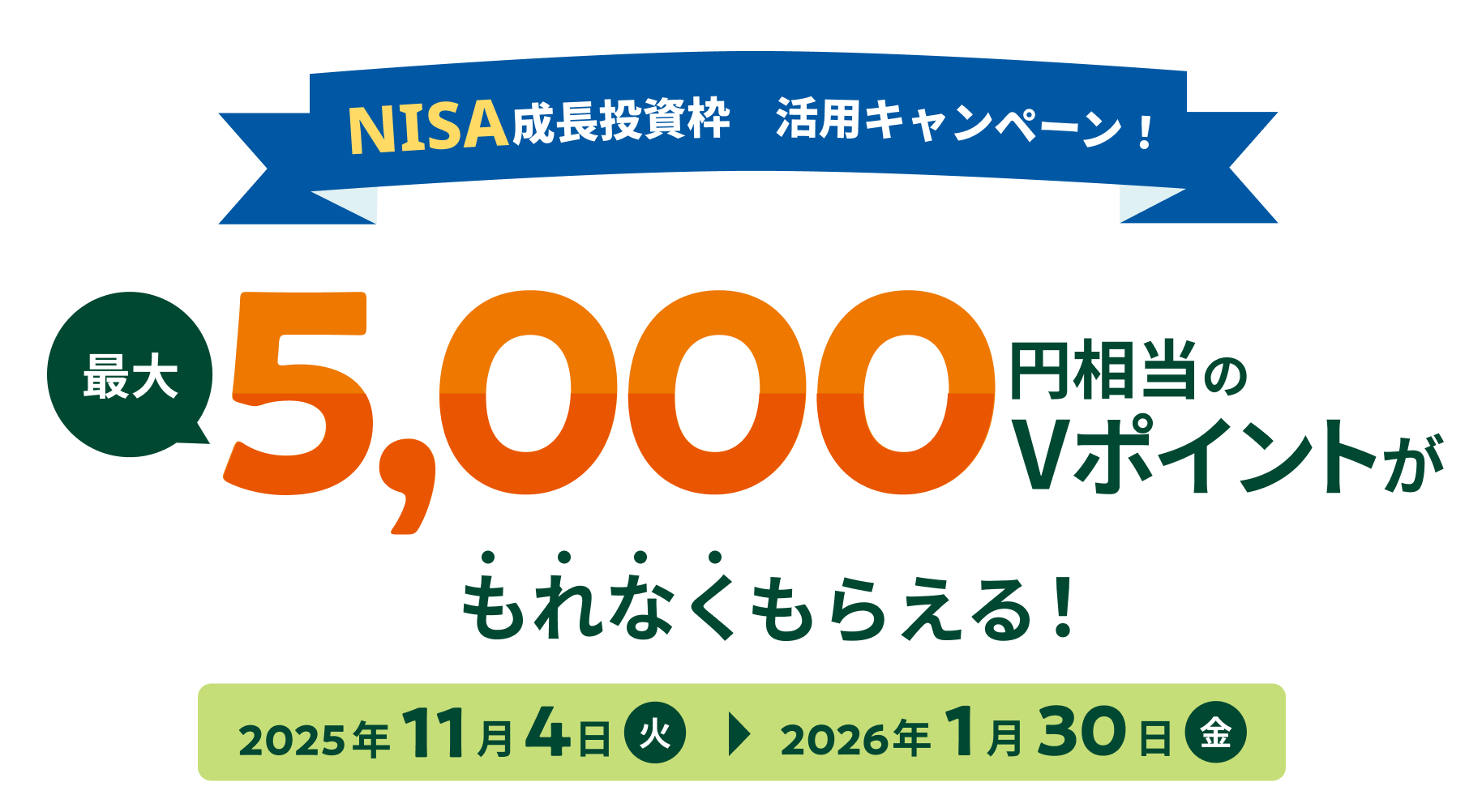 NISAg pLy[I ő5,000~V|CgȂ炦I 2025N114i΁j`2026N130ij