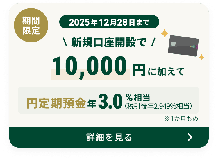 Ԍ 2025N1228܂ VKJ݂10,000~ɉĉ~a N3.0iňN2.949j1́A100~