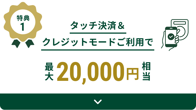 ���T1 �^�b�`���ρ��N���W�b�g���[�h�����p�ōő�20,000�~����