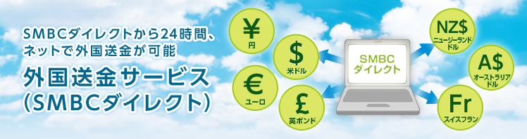 SMBCダイレクトから24時間、ネットで外国送金が可能 外国送金サービス(SMBCダイレクト)
